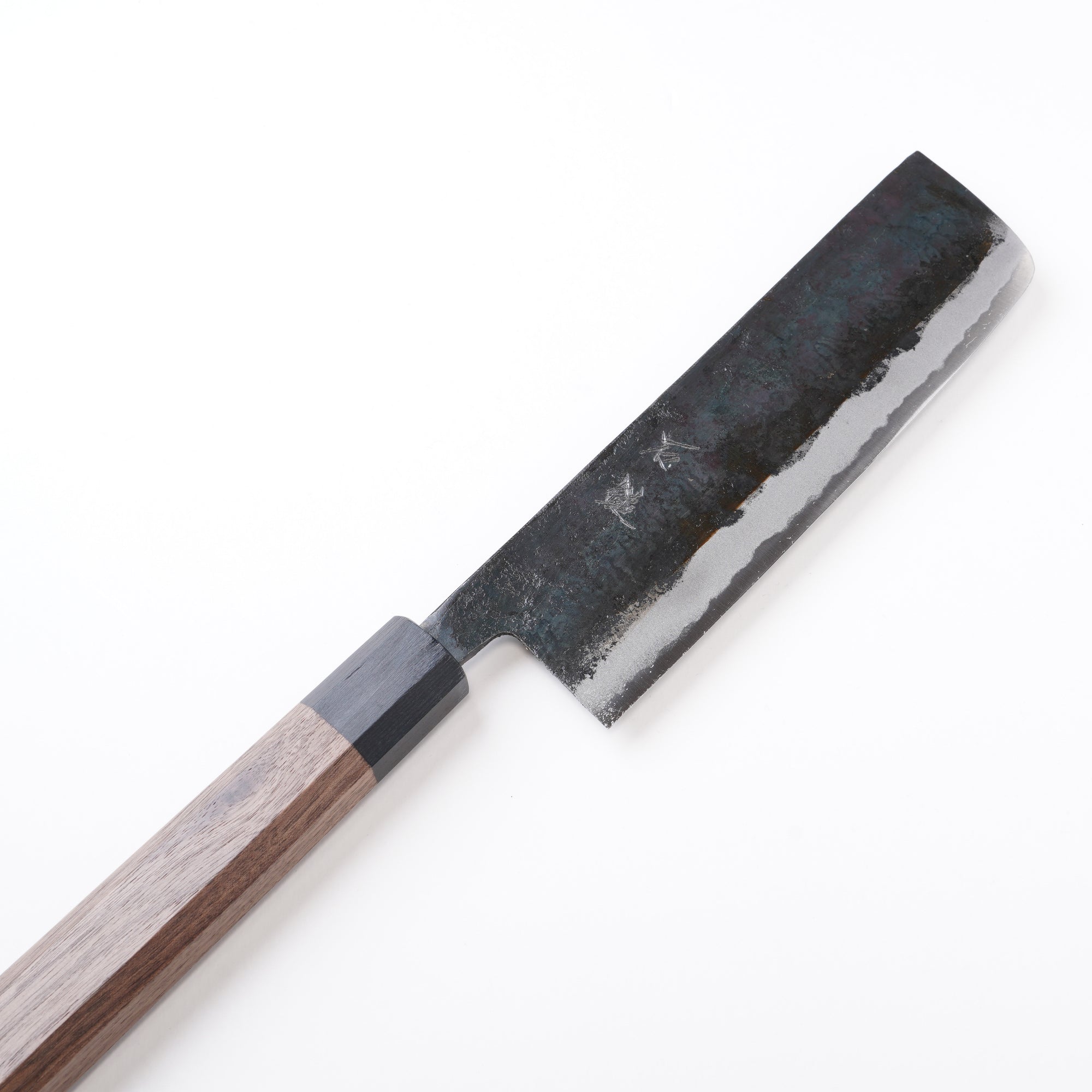 青紙2号 黒打ち 菜切 165mm｜胡桃八角柄